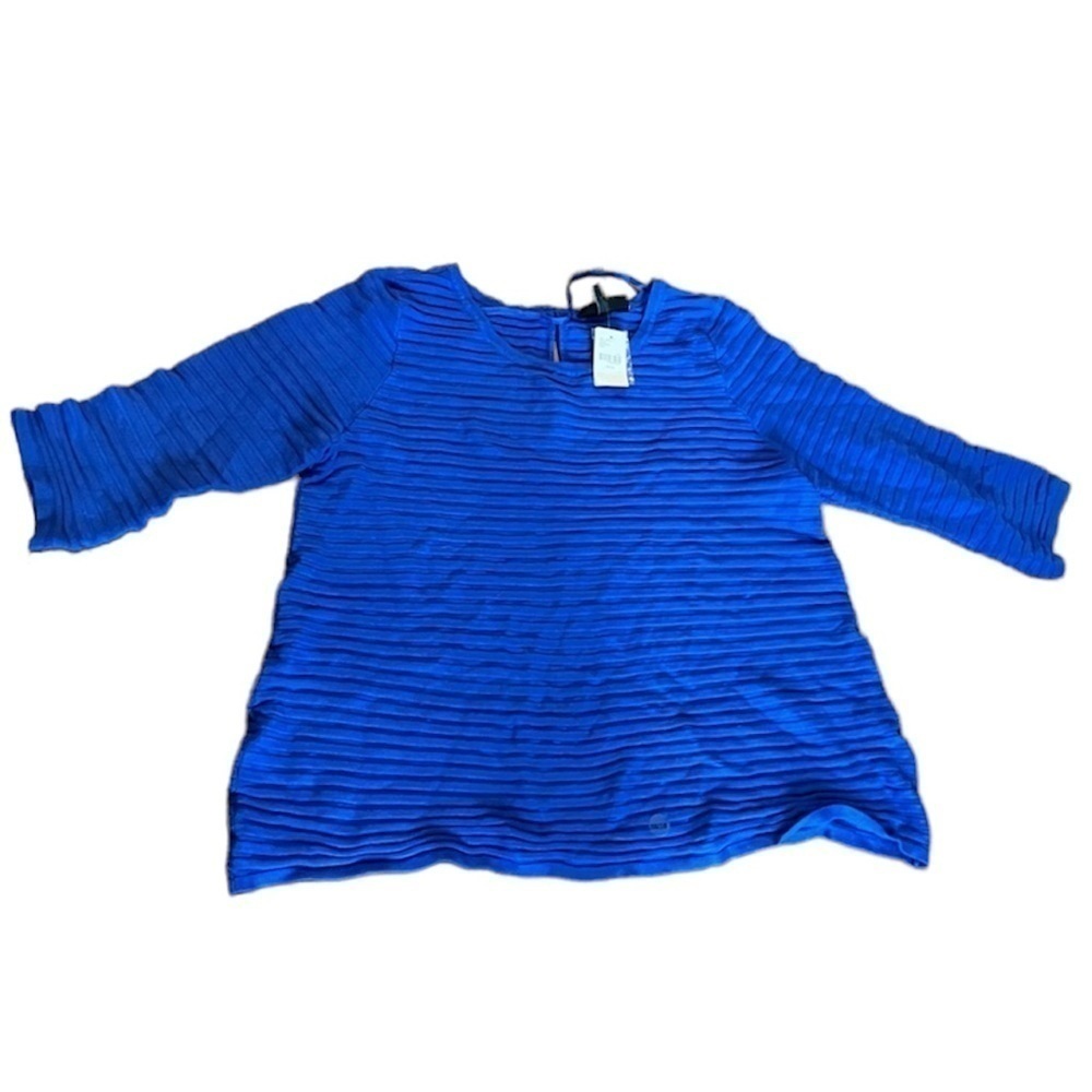 Lane Bryant Royal Blue Ribbed Sweater 14/16 3/4 Sleeves M
